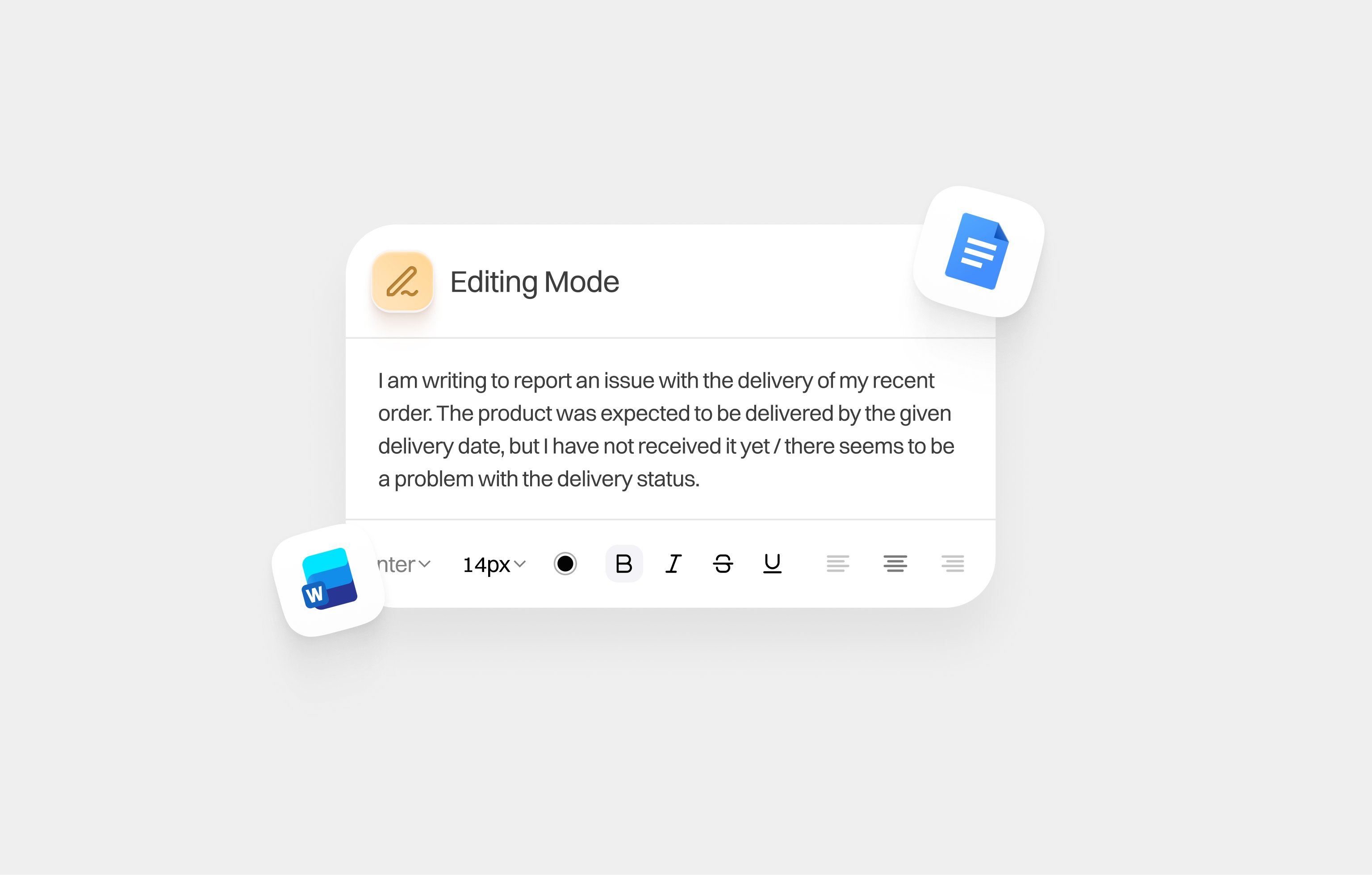 Document editing mode card UI